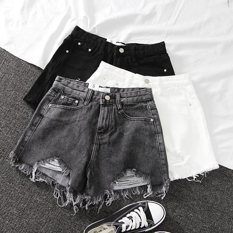 Shorts Denim Frayed - شورت جينز نسائي جديد للصيف بخصر