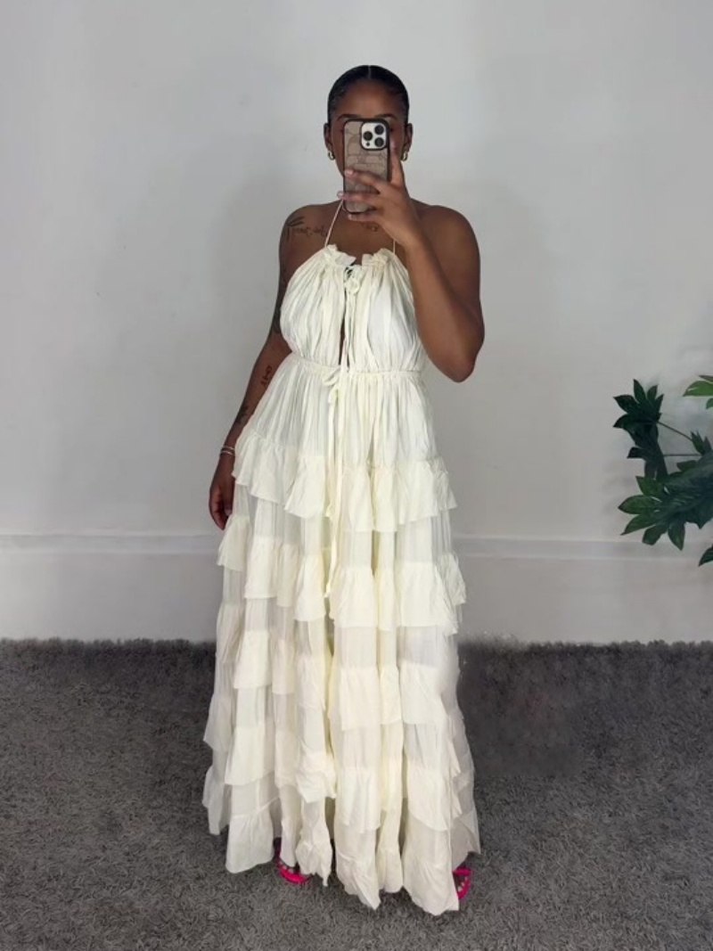 Maxi Dress Halter - فستان صيفي طويل بدون أكمام مع