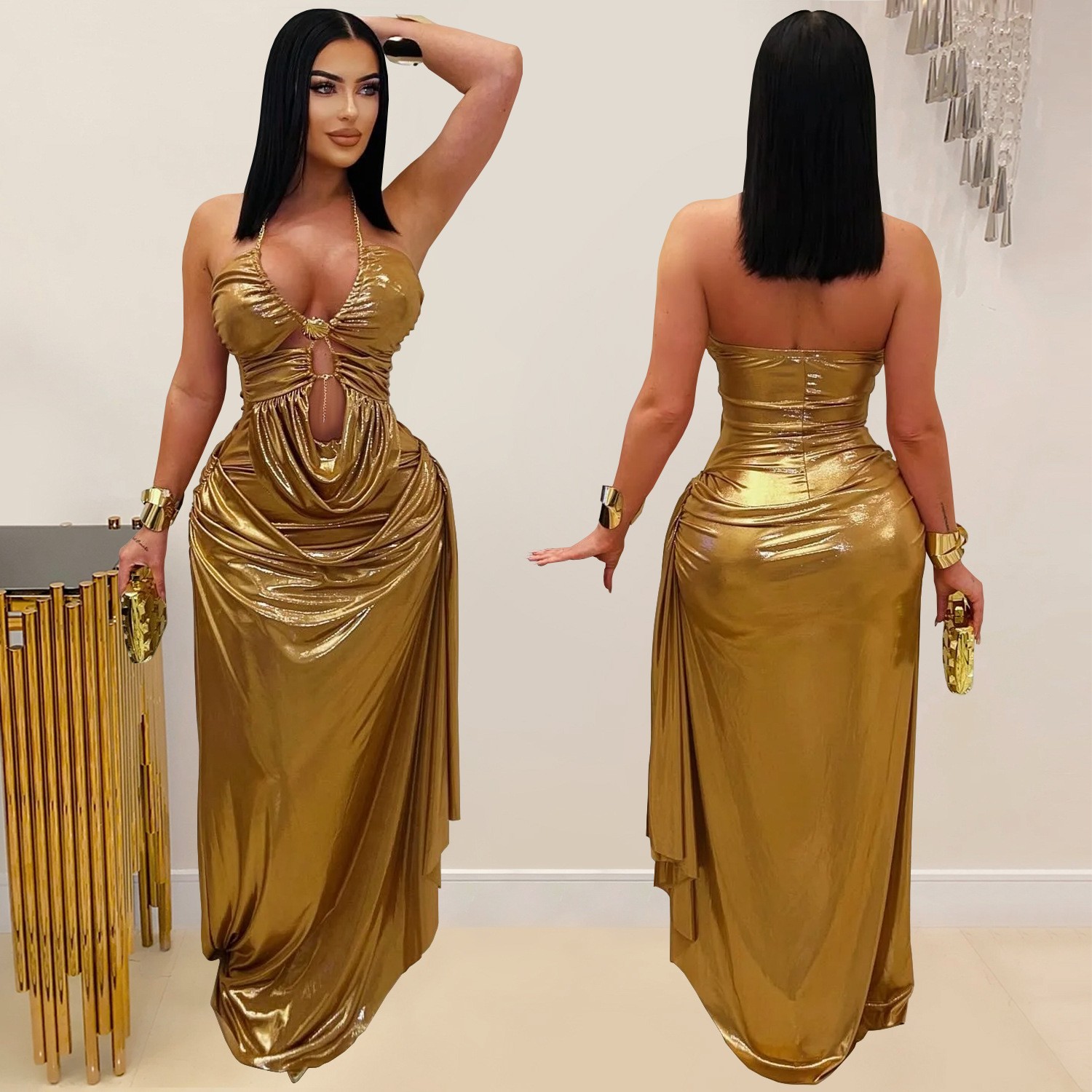 Maxi Dress Halter - فستان سهرة طويل ماكسي للحفلات والزفاف،
