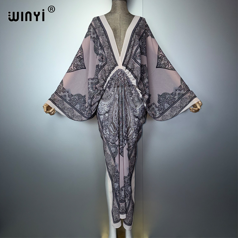 Cover Up Kaftan - فستان WINYI بياقة على شكل V