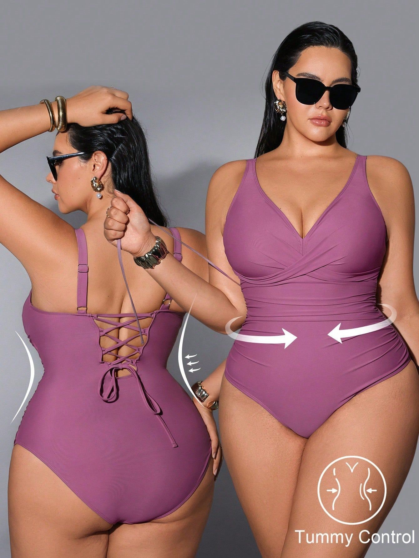 Swimsuit Bikini Ruched - ملابس سباحة نسائية 2026 مقاس كبير