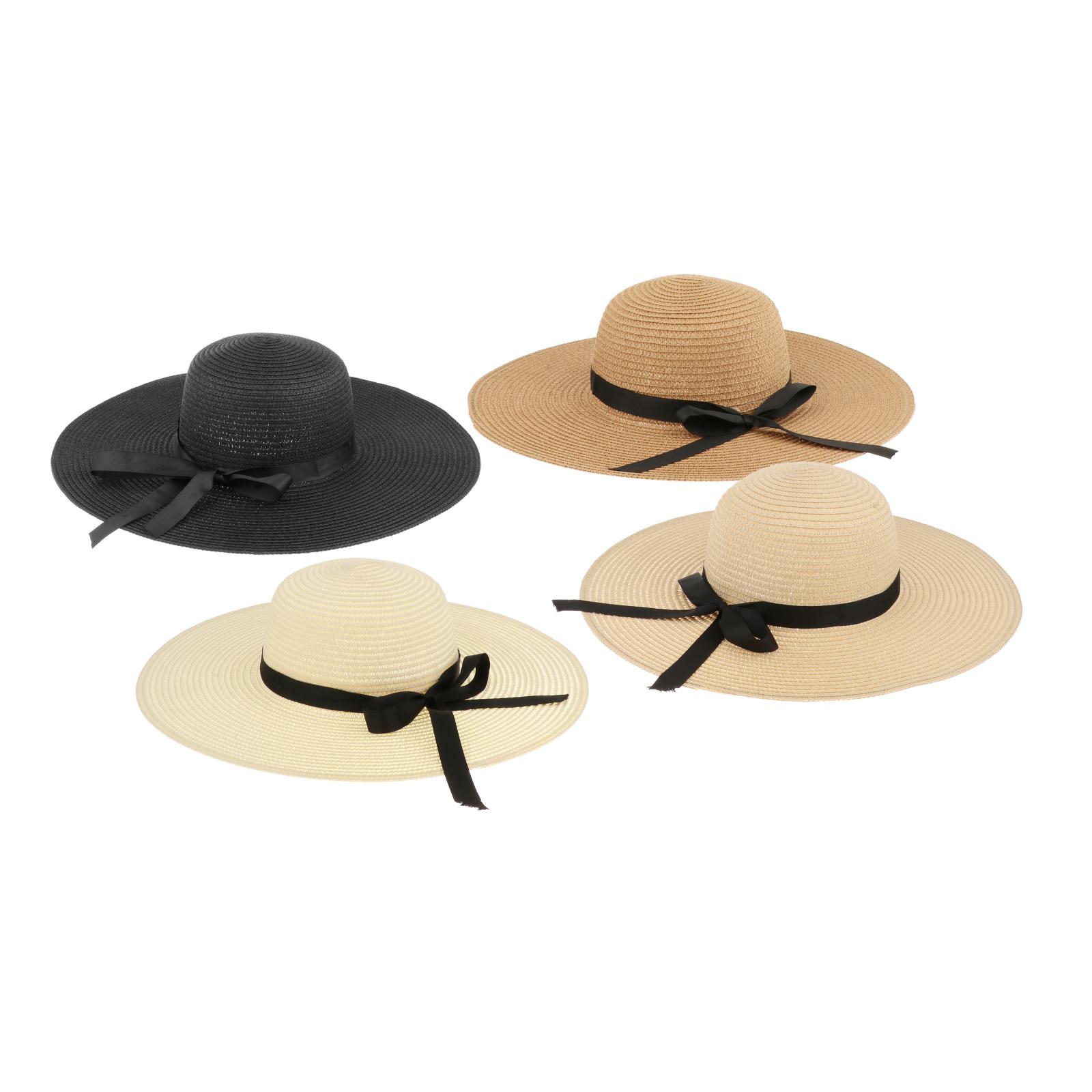 Hat Floppy Wide - قبعة صيفية من القش للنساء، قابلة
