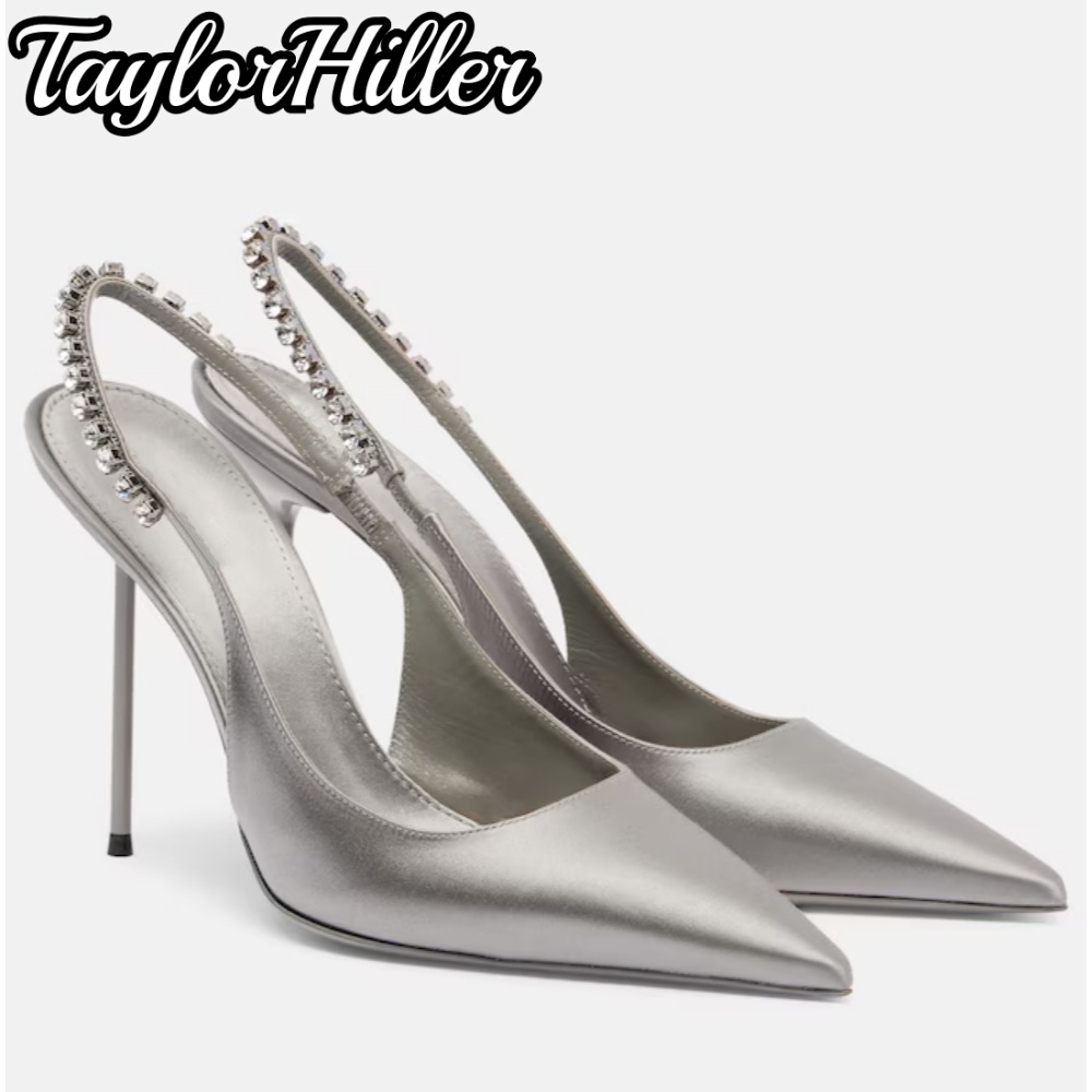 Sandal Strappy Heeled - صنادل فاخرة بكعب عالٍ مزينة بأحجار