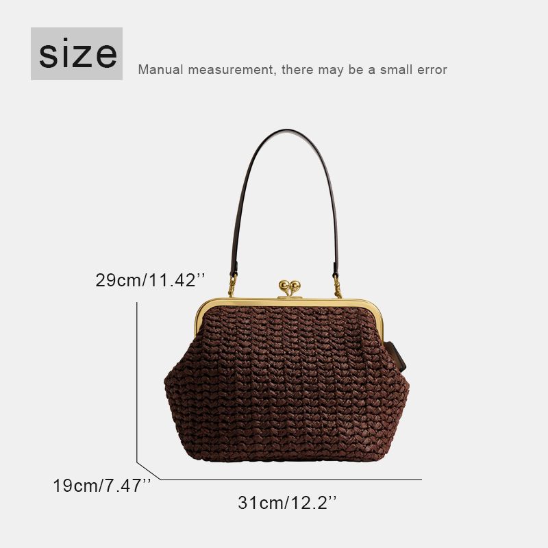 حقائب شاطئ من القش بإطار قفل ي - مراجعة Crochet Bag Raffia وسعره