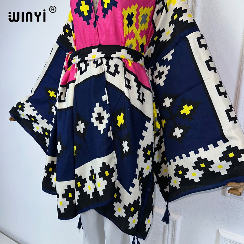 فستان كيمونو من WINYI مطبوع في - مراجعة Cover Up Kaftan وسعره