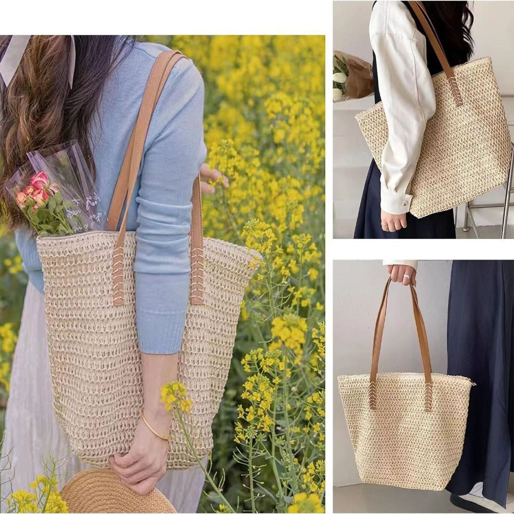 حقيبة يد نسائية عصرية من القش  - مراجعة Tote Bag Beach وسعره