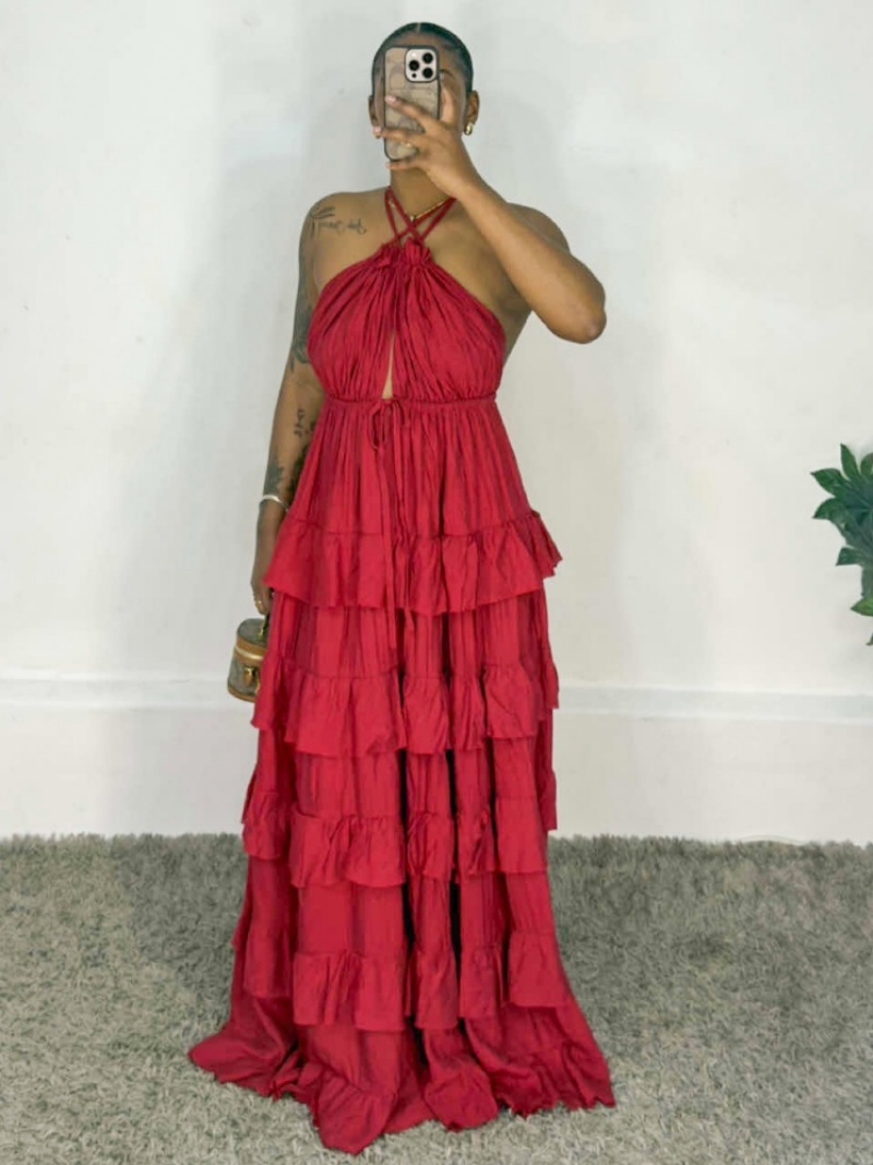 فستان صيفي طويل بدون أكمام مع  - مراجعة Maxi Dress Halter وسعره