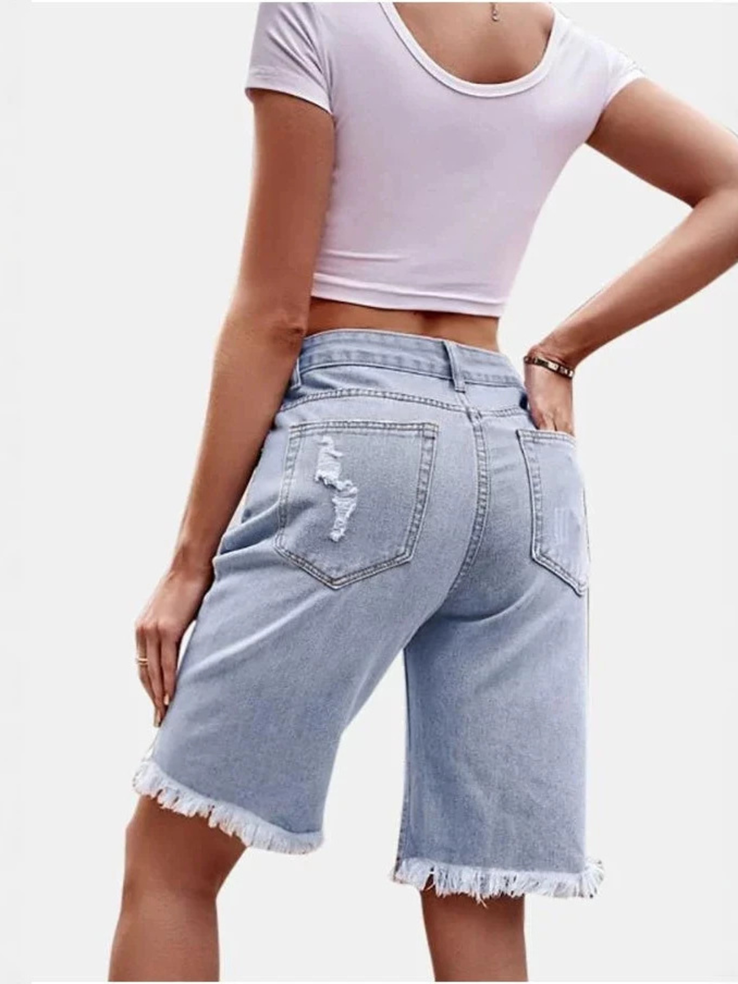 شورت جينز نسائي بخصر مرتفع ممز - مراجعة Shorts Denim Frayed وسعره