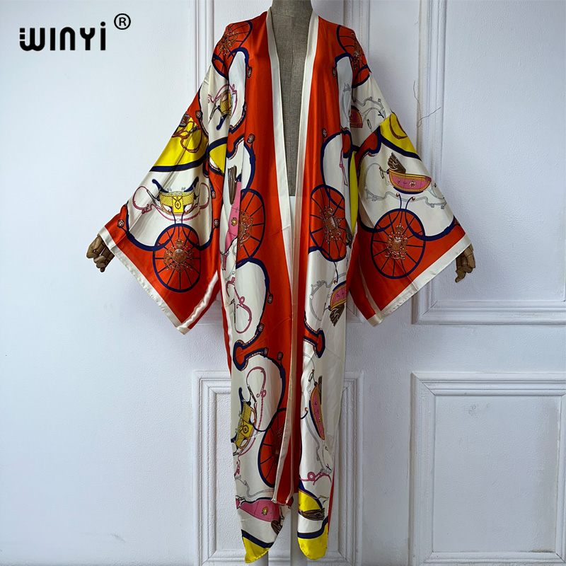 سترة صيفية كيمونو مطبوعة من WI - مراجعة Cover Up Kaftan وسعره