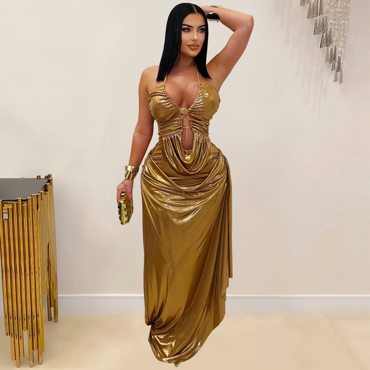 فستان سهرة للضيوف في حفلات الز - مراجعة Maxi Dress Halter وسعره