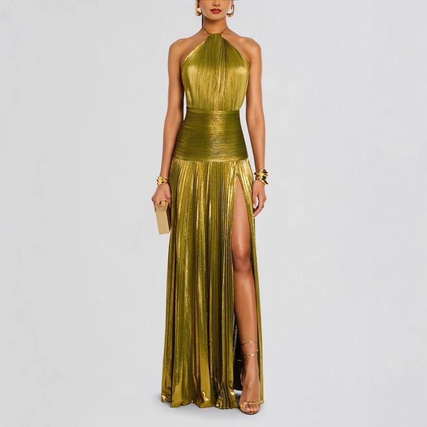 فستان سهرة أنيق بدون أكمام طوي - مراجعة Maxi Dress Halter وسعره