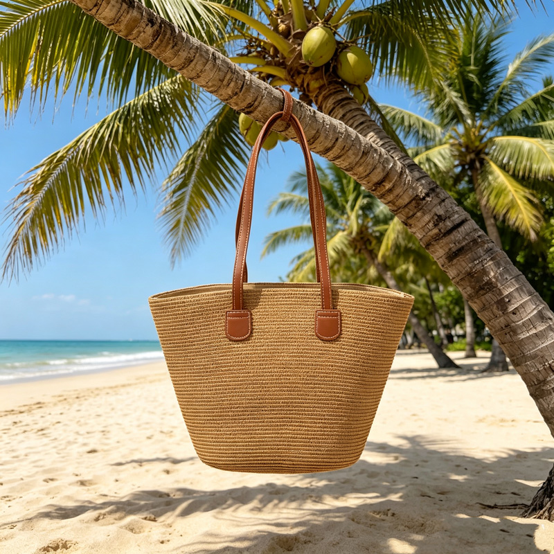 حقيبة يد نسائية من القش بلون و - مراجعة Tote Bag Beach وسعره