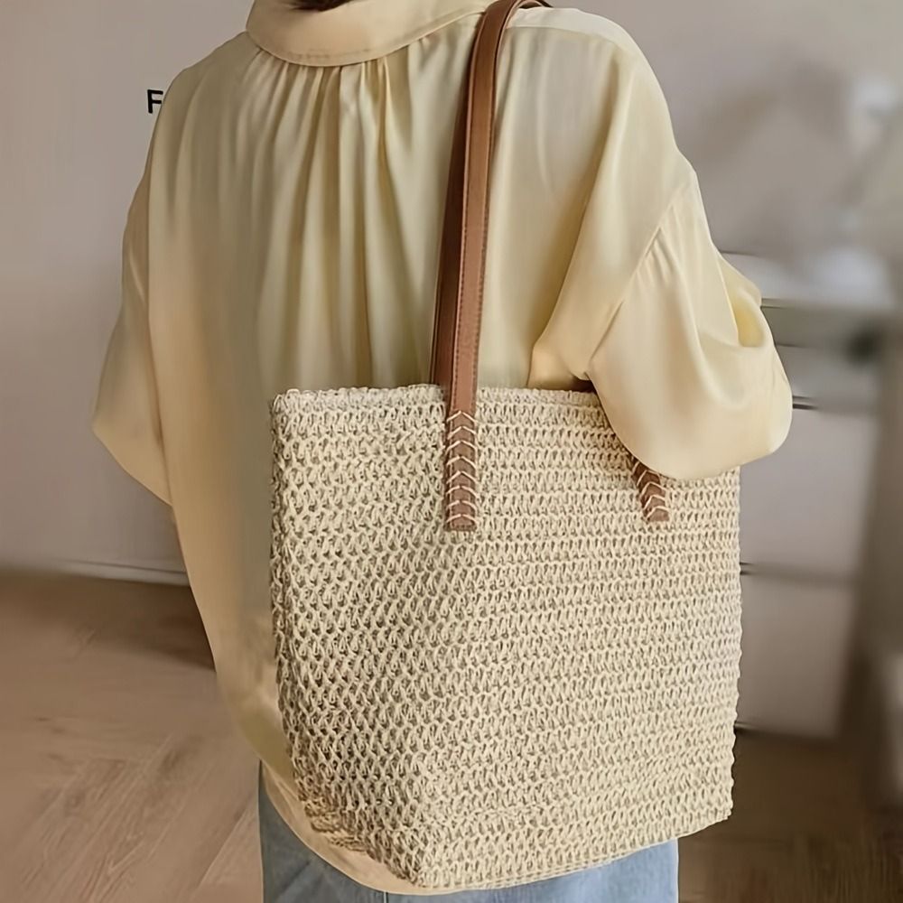 حقيبة يد نسائية أنيقة من القش  - مراجعة Tote Bag Beach وسعره