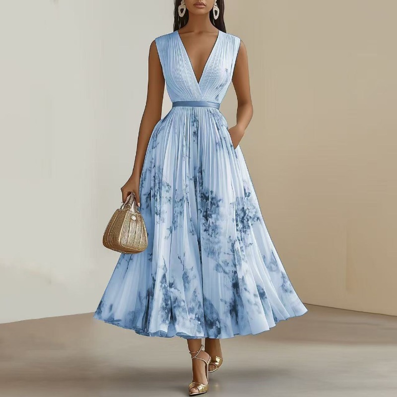 فستان نسائي متوسط الطول بياقة  - مراجعة Midi Skirt Floral وسعره