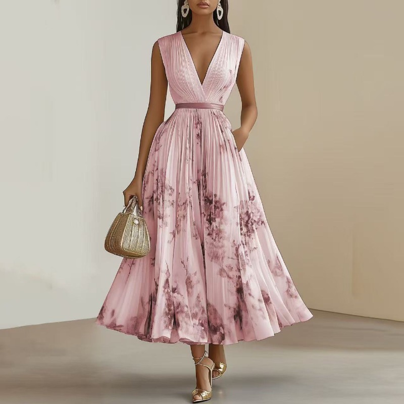 فستان نسائي متوسط الطول بياقة  - مراجعة Midi Skirt Floral وسعره